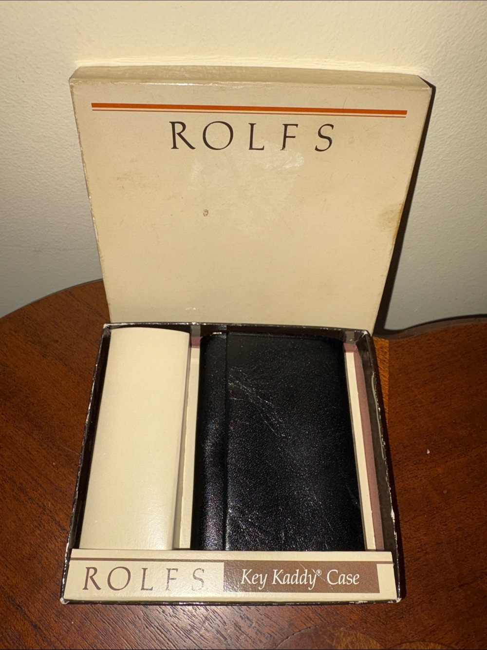 ROLFS  Key Kaddy Case Men's Accessory  unisex  black leather/gold tone Clips NWT